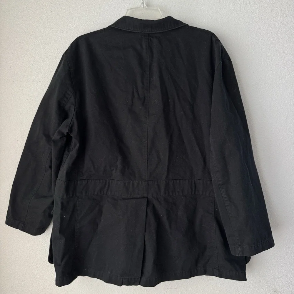 LRL Ralph Lauren Cotton Jacket Black Women Sz 16 Classic Pockets Preppy Academia